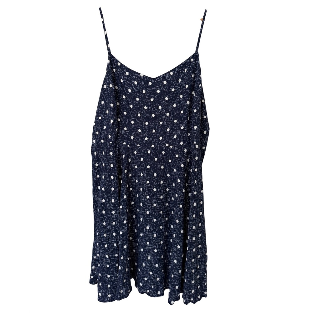 Old Navy Blue Polka Dot Cami Fit & Flare Spaghetti Strap Dress XXL Smocked Back
